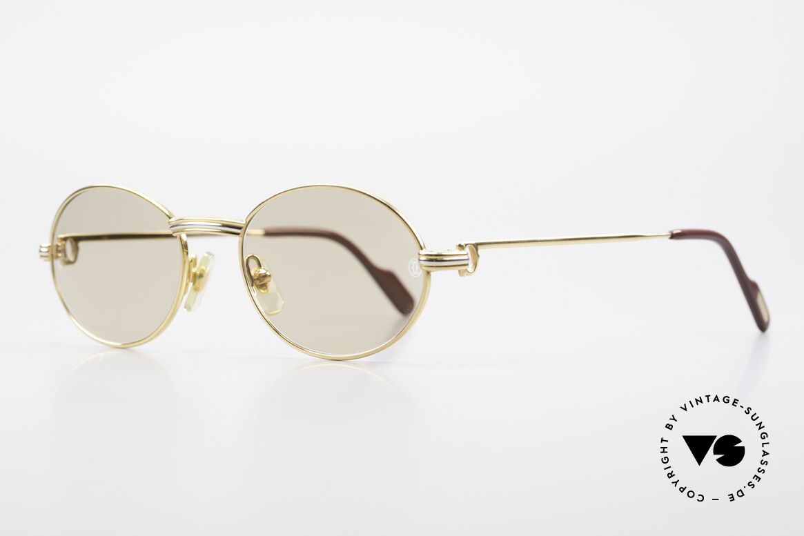 Cartier Saint Honore Kleine Ovale Sonnenbrille 90er, originale Mineralgläser mit Cartier-Logo (100% UV), Passend für Herren und Damen