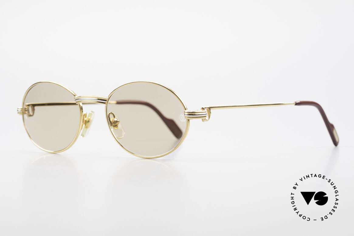 Cartier Saint Honore - S Kleine Ovale Sonnenbrille 90er, originale Mineralgläser mit Cartier-Logo (100% UV), Passend für Herren und Damen