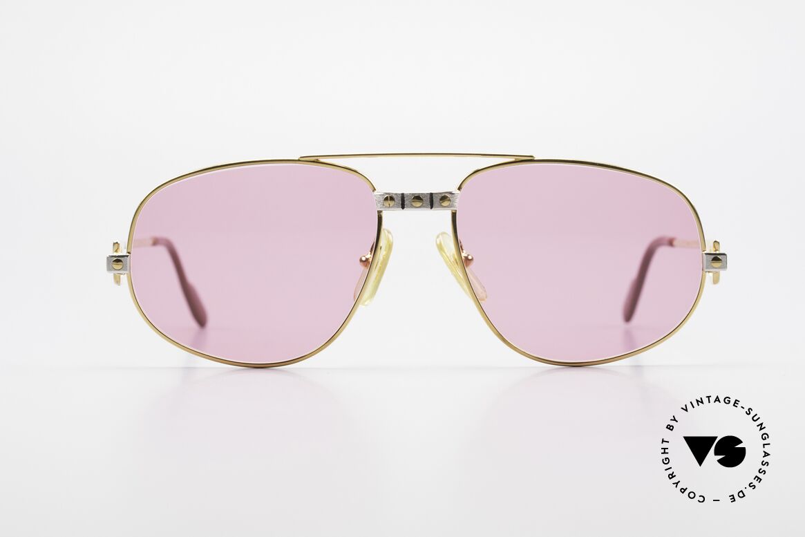 Cartier Romance Santos - S Pinke Sonnenbrille Chanel Etui, vintage CARTIER Luxus-Sonnenbrille; Modell ROMANCE, Passend für Herren und Damen
