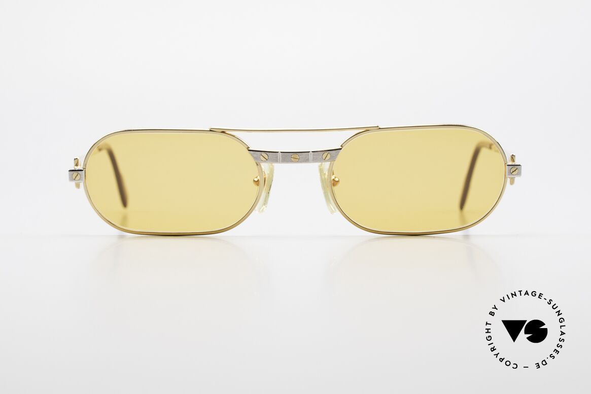 Cartier MUST Santos - S Elton John Sonnenbrille 80er, teure LUXUS-Sonnenbrille: SMALL Größe 53/20, 130, Passend für Herren und Damen