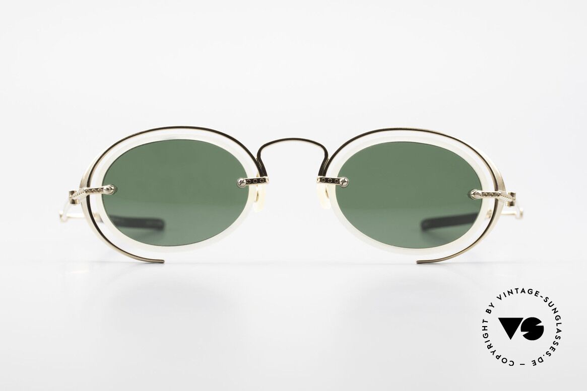 DOX 01 MGP Vergoldete Industrial Brille, rare, alte DOX Sonnenbrille von 1995, made in JAPAN, Passend für Herren und Damen