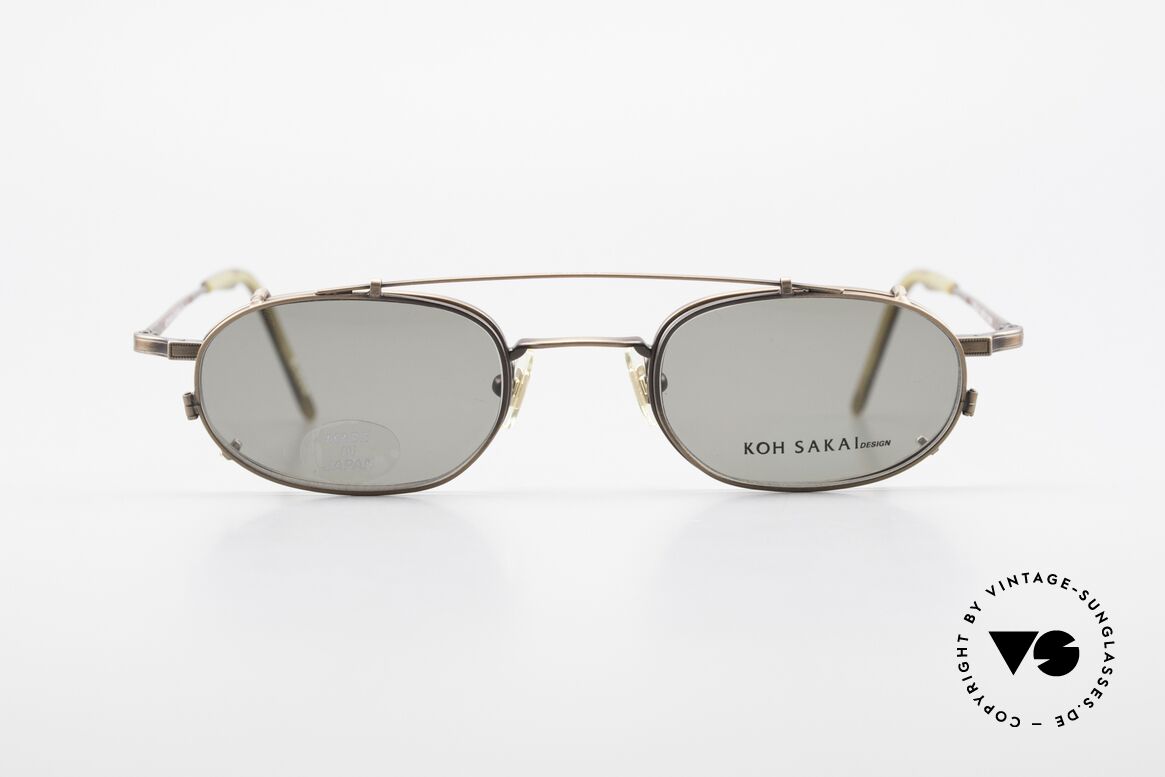 Koh Sakai KS9706 Original Made in Japan Brille, alte vintage Koh Sakai Brille mit Sonnen-Clip von 1997, Passend für Herren und Damen