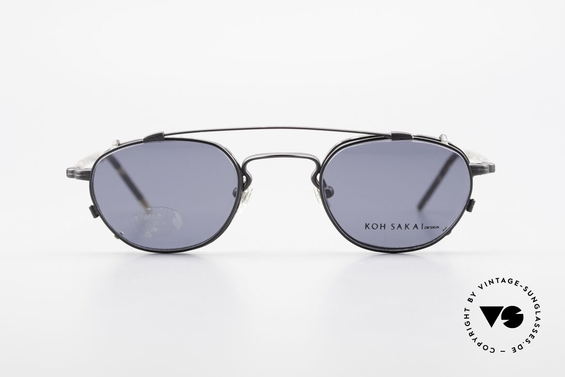 Koh Sakai KS9408 Kleine Brille mit Sonnenclip, alte vintage Koh Sakai Brille mit Sonnen-Clip von 1997, Passend für Herren und Damen