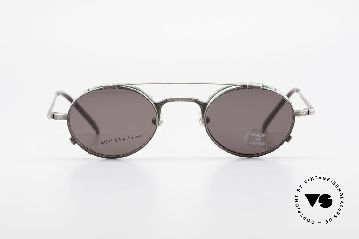 Koh Sakai KS9301 90er Oliver Peoples Eyevan Stil, alte vintage Koh Sakai Brille mit Sonnen-Clip von 1997, Passend für Herren