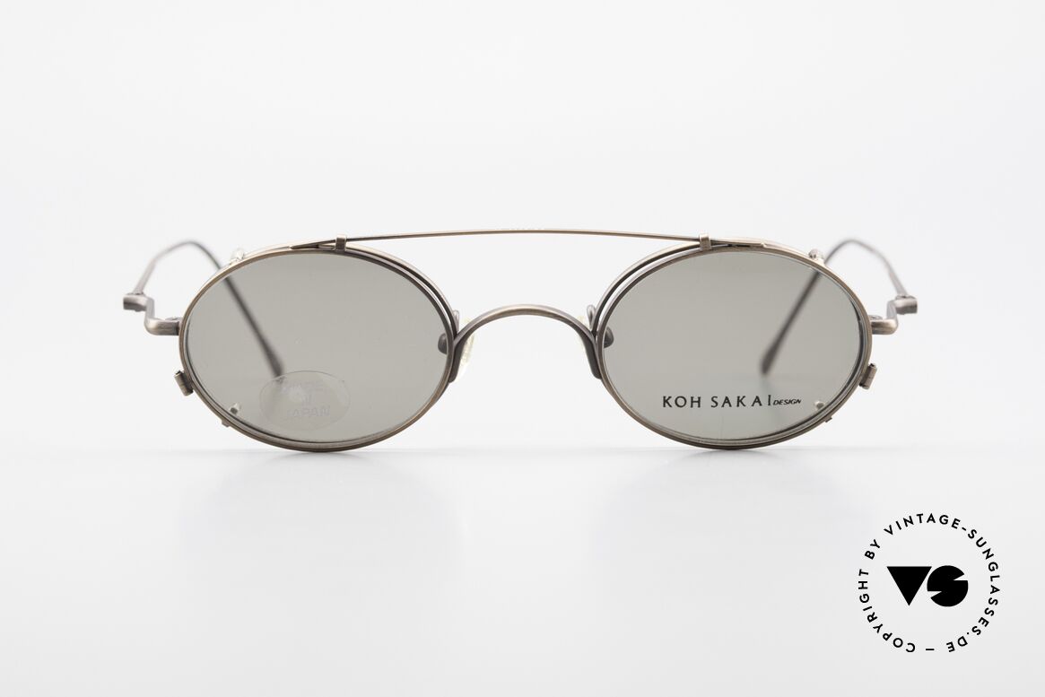 Koh Sakai KS9541 Ovale Brille mit Sonnenclip, alte vintage Koh Sakai Brille mit Sonnen-Clip von 1997, Passend für Herren und Damen