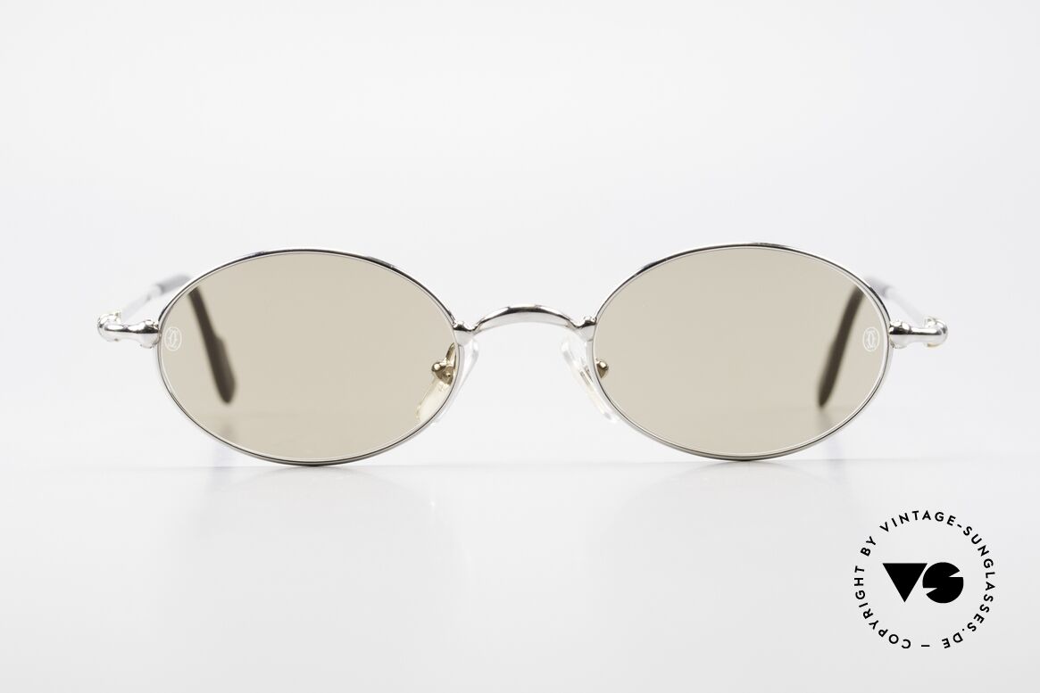 Cartier Filao Ovale Platin Sonnenbrille 90er, ovale CARTIER Sonnenbrille in Größe 49/21, 135, Passend für Herren und Damen