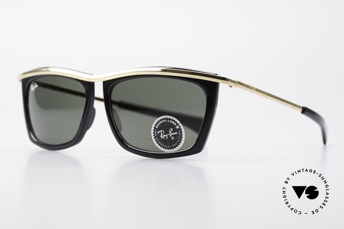 Ray Ban Olympian II Sonnenbrille 80er Eckig, mit B&L G15 Qualitätsgläsern (100% UV Schutz), Passend für Herren und Damen