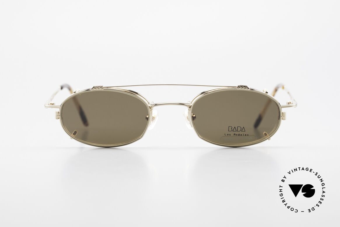 Bada BL1621 90er Fassung Mit Sonnen Clip, alte VINTAGE BADA Sonnenbrille aus dem Jahre 1998, Passend für Herren und Damen