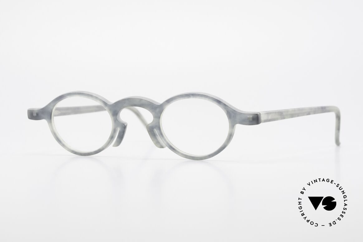 Theo Belgium Phone Interessantes Brillenmuster, vintage 90er Theo Belgium Brille in Elfenbein-Optik, Passend für Herren und Damen