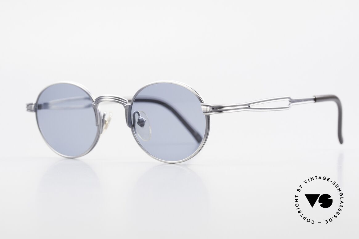 Jean Paul Gaultier 55-7107 Kleine Runde Vintage Brille, Sonnengläser in "Heidelbeer-Blau" (100% UV Schutz), Passend für Herren und Damen