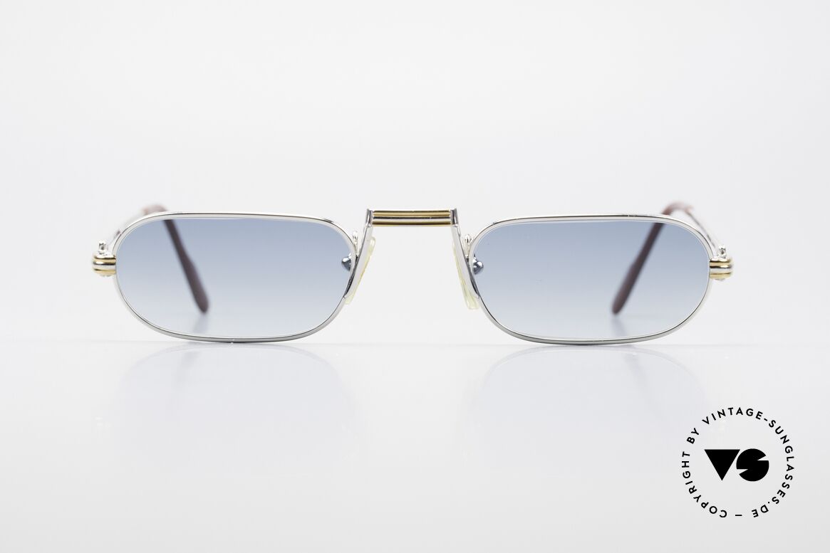 Cartier Demi Lune LC Platin Luxus Lesebrille 1987, wurde 1987 veröffentlicht und dann bis 1997 produziert, Passend für Herren