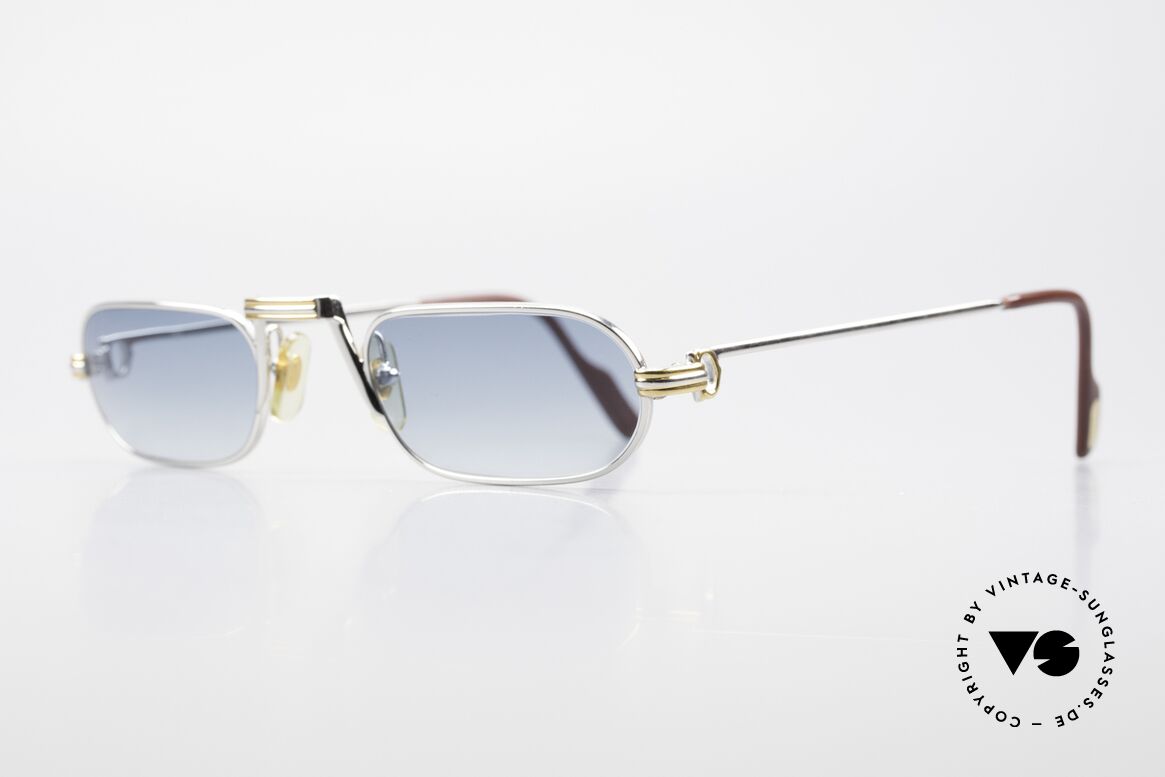Cartier Demi Lune LC Platin Luxus Lesebrille 1987, dieses Modell mit Louis Cartier Dekor in Gr. 50-24, 140, Passend für Herren