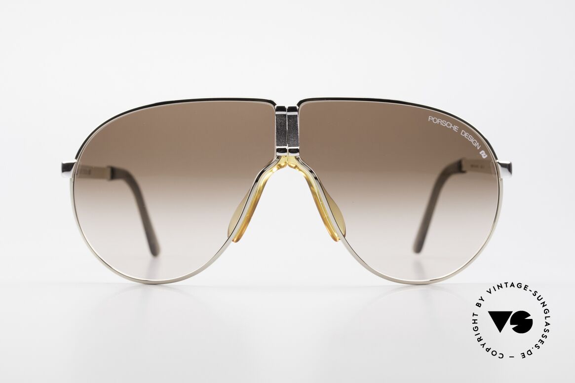Porsche 5622 80er Luxus Faltsonnenbrille, Rahmen bicolor mit braunen Gläsern; echter Klassiker!, Passend für Herren