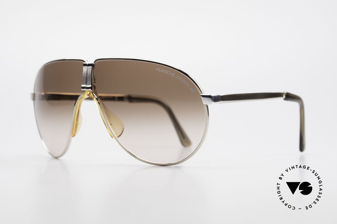 Porsche 5622 80er Luxus Faltsonnenbrille, "bicolor" = gold UND silber war damals total angesagt ;), Passend für Herren