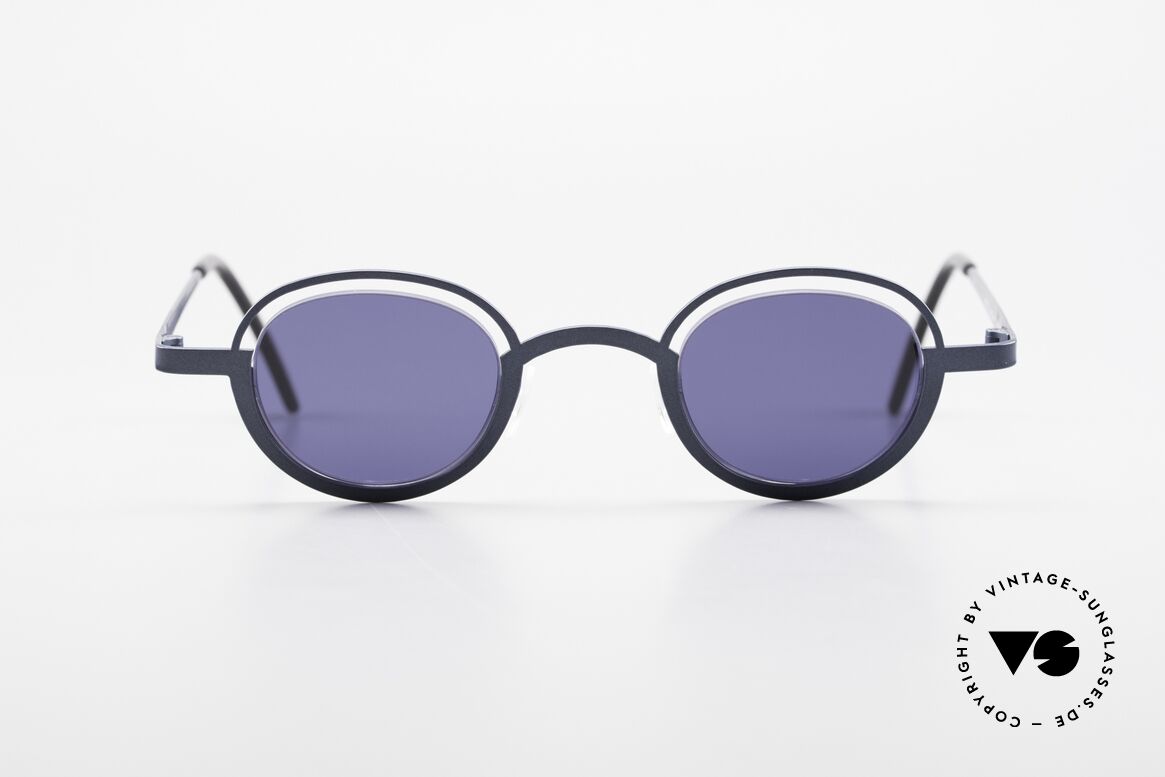 Theo Belgium Dozy Slim 90er Unisex Sonnenbrille, originelles Modell: "vollrand" und "randlos" zugleich, Passend für Herren und Damen