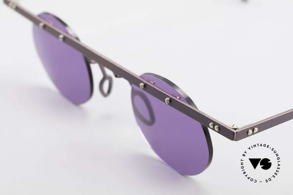 Theo Belgium Tita VII 5 Titanium 90er Sonnenbrille, die Gläser sind mit Schrauben am Titan-Rahmen fixiert, Passend für Herren und Damen