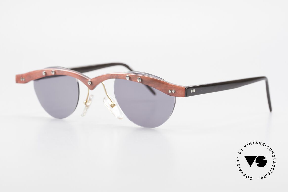 Theo Belgium Gamma Büffelhorn Sonnenbrille 90er, damals gemacht für die 'Avantgarde' und Individualisten, Passend für Herren und Damen