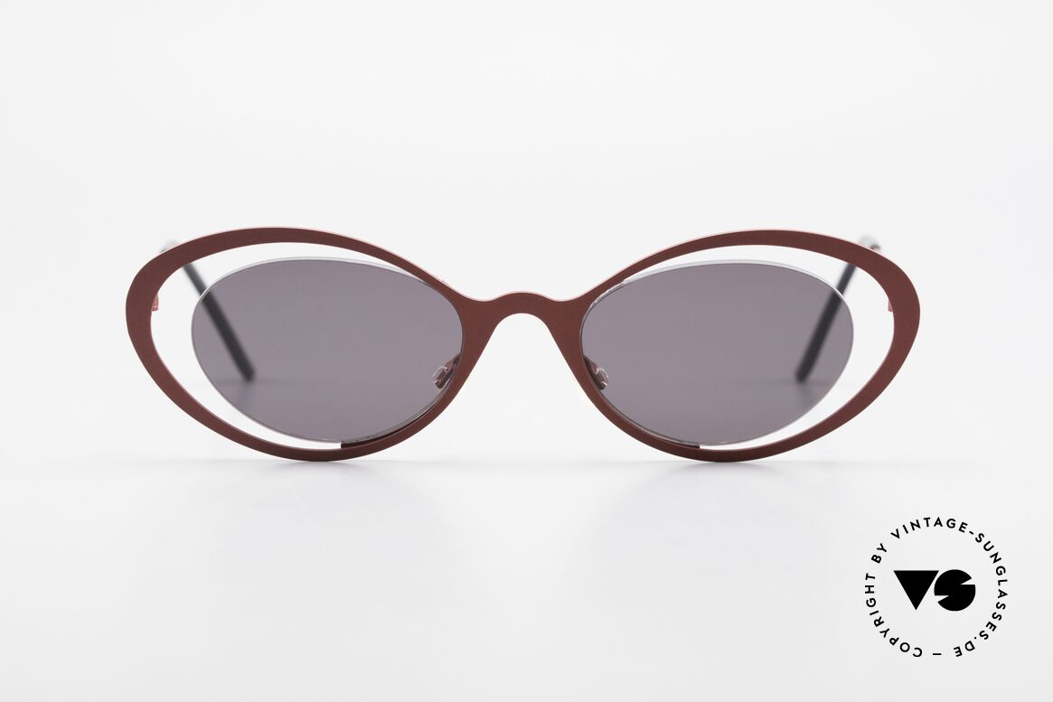 Theo Belgium LuLu Designer Cateye Sonnenbrille, originelles Modell: "vollrand" und "randlos" zugleich, Passend für Damen