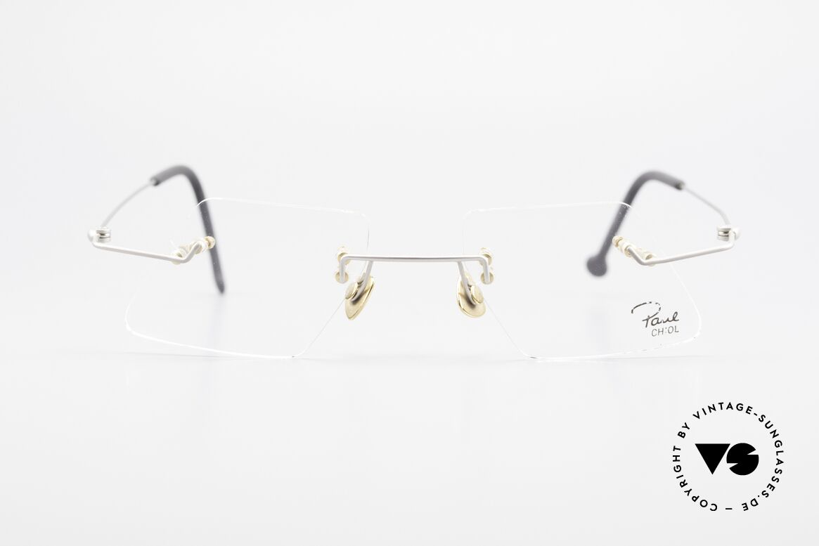 Paul Chiol 2001 Randlose Vintage Kunstbrille, vintage Paul Chiol Designer-Brillenfassung der 90er, Passend für Herren und Damen