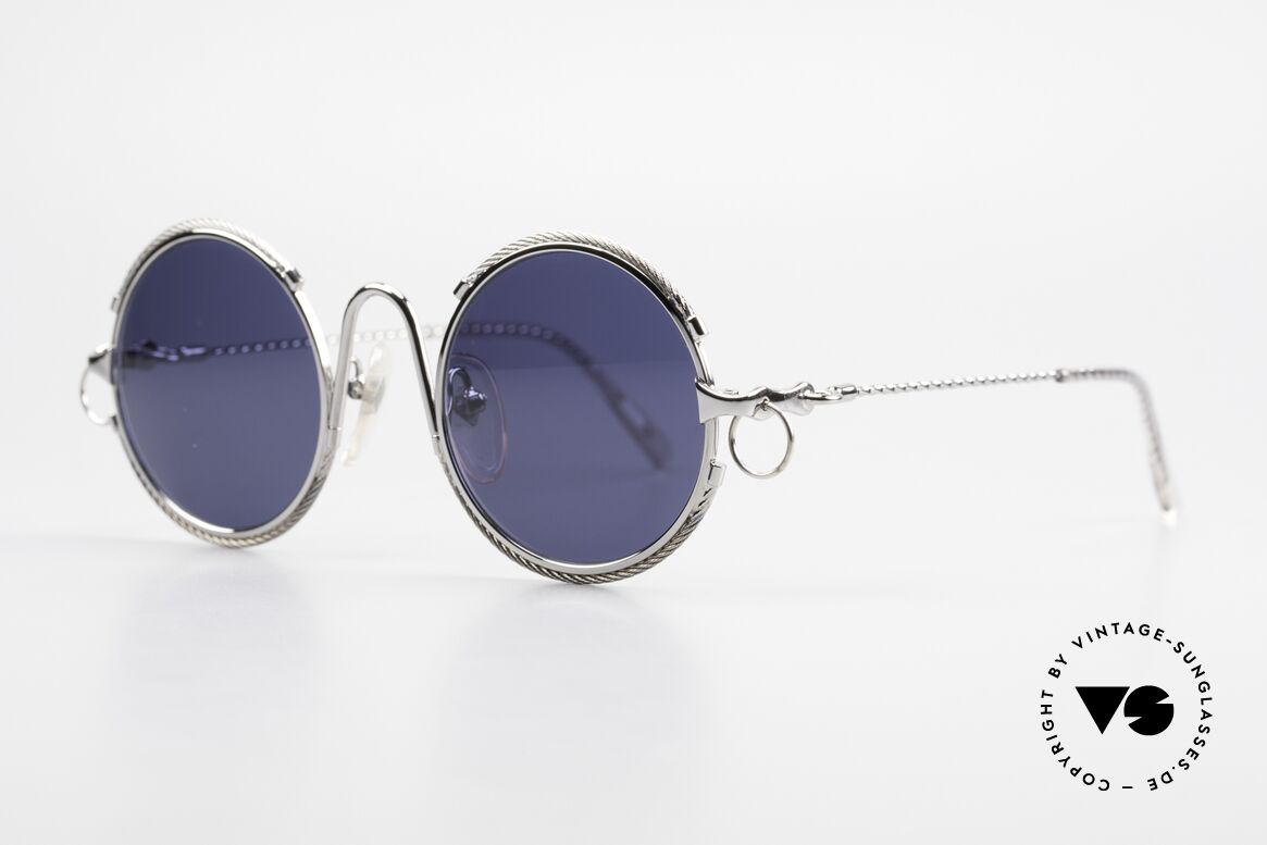 Jean Paul Gaultier 56-0176 Rihanna Piercing Sonnenbrille, Bügel und Frontteil sind gedreht wie ein Segeltau, Passend für Herren und Damen