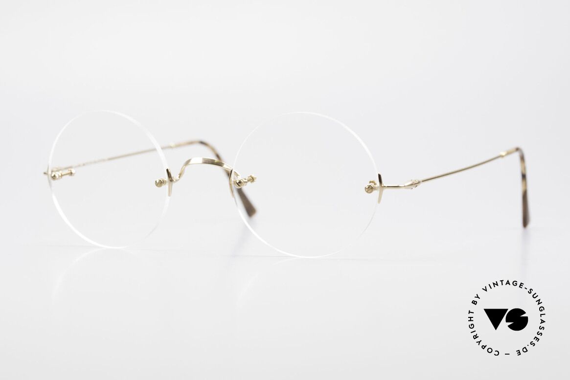 Lunor Classic Round GP Steve Jobs Brille Randlos Gold, Steve Jobs Brille ist eine Lunor Brille: Classic Round, Passend für Herren und Damen