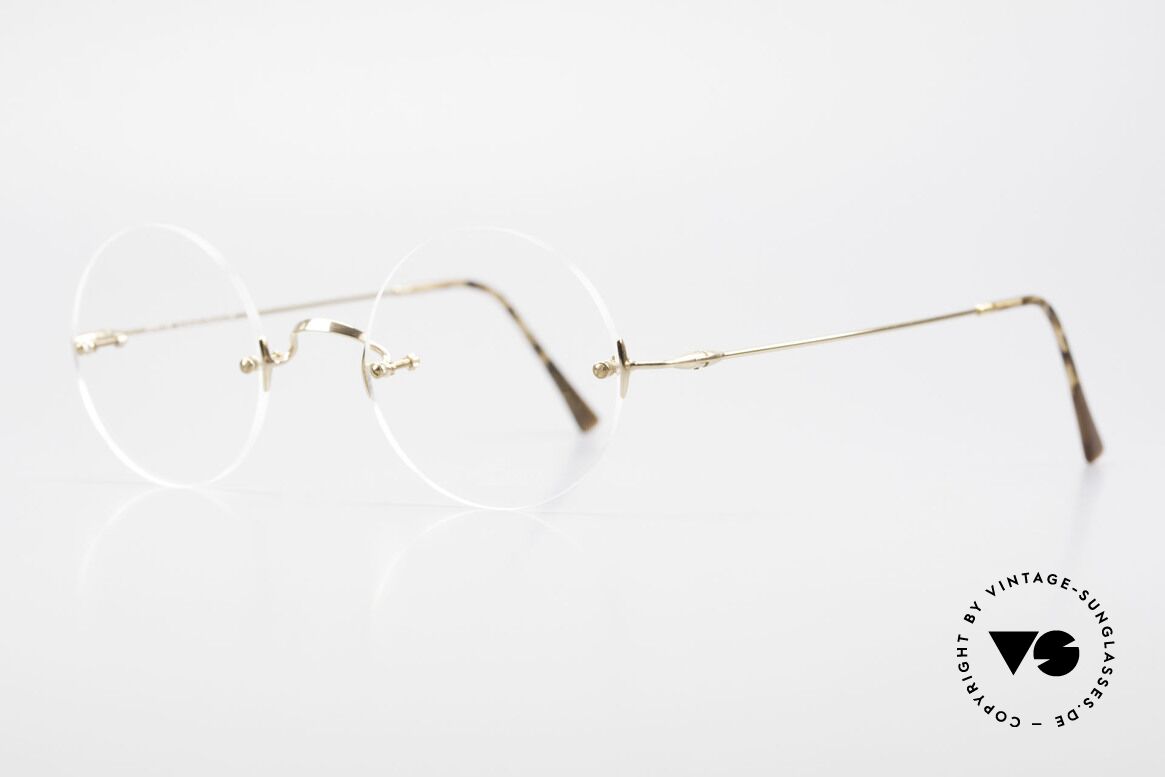 Lunor Classic Round GP Steve Jobs Brille Randlos Gold, zu sehen auch auf dem Cover der Steve Jobs Biographie, Passend für Herren und Damen