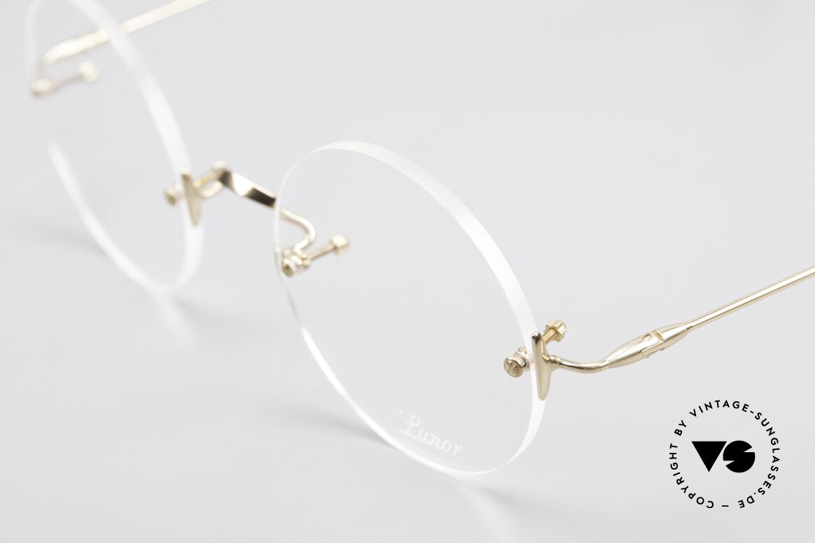 Lunor Classic Round GP Steve Jobs Brille Randlos Gold, randloses Modell "Classic Rund" Gold-Plated, Gr. 44x42, Passend für Herren und Damen