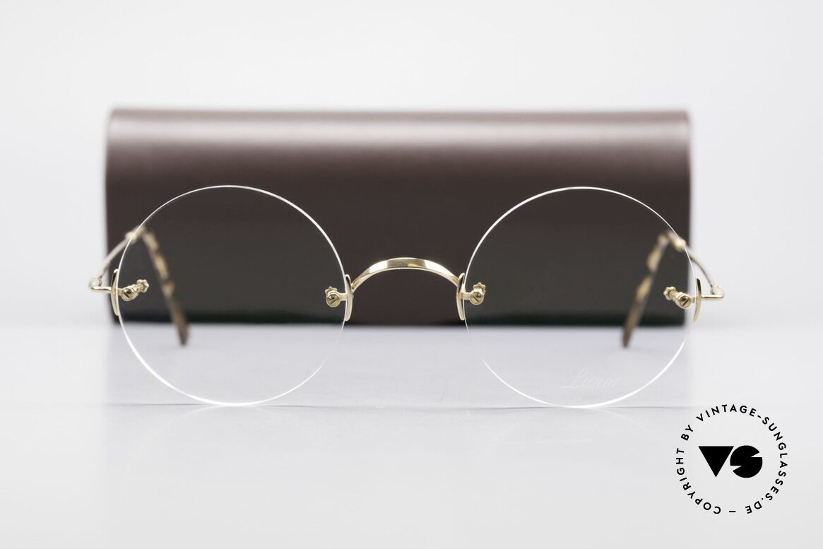 Lunor Classic Round GP Steve Jobs Brille Randlos Gold, Größe: small, Passend für Herren und Damen