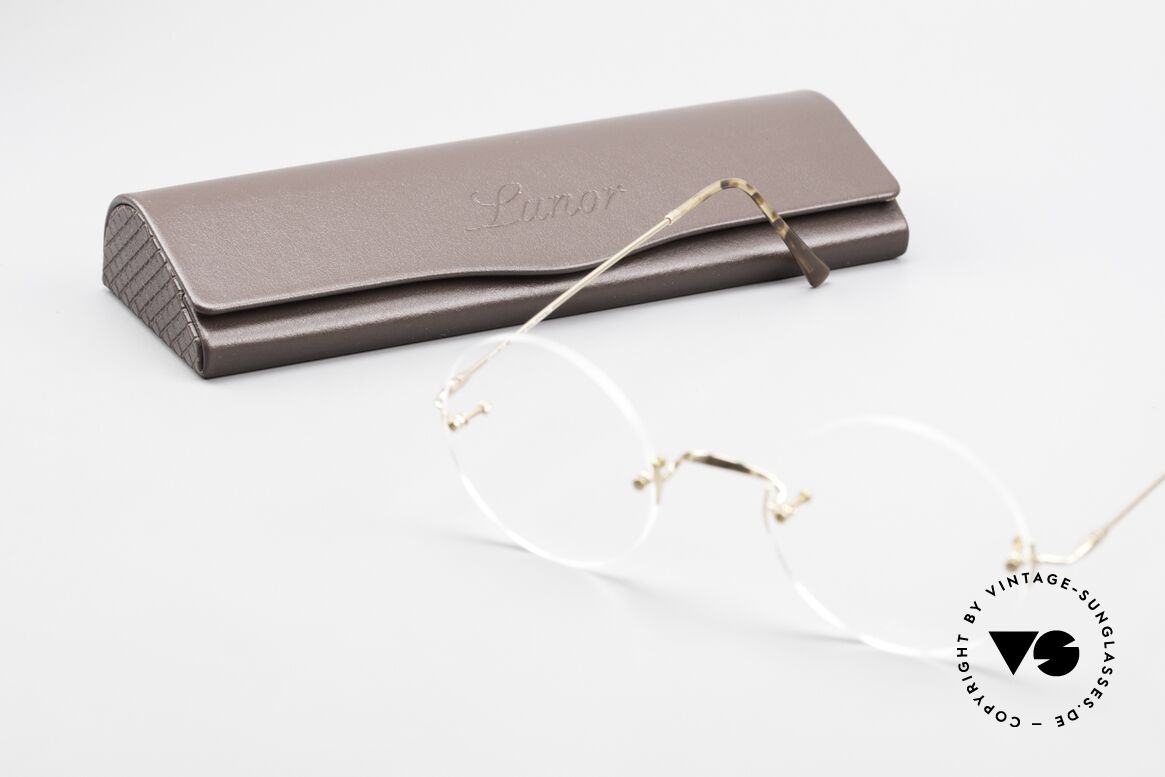 Lunor Classic Round GP Steve Jobs Brille Randlos Gold, Größe: small, Passend für Herren und Damen