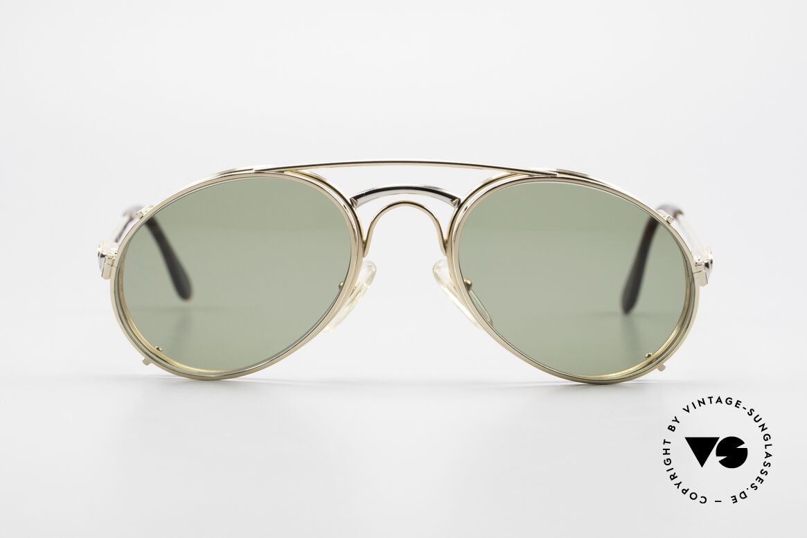 Bugatti 03308 80er Brille mit Sonnen Clip, klassisches BUGATTI Sonnenbrillen-Design von 1989, Passend für Herren