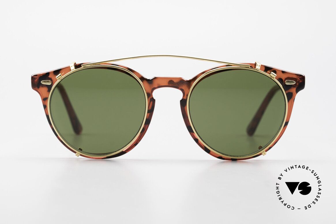 Carrera 5256 Clip Panto Brille Johnny Depp Stil, zeitlose Carrera Sunjet Designerbrille mit Sonnen-Clip, Passend für Herren und Damen