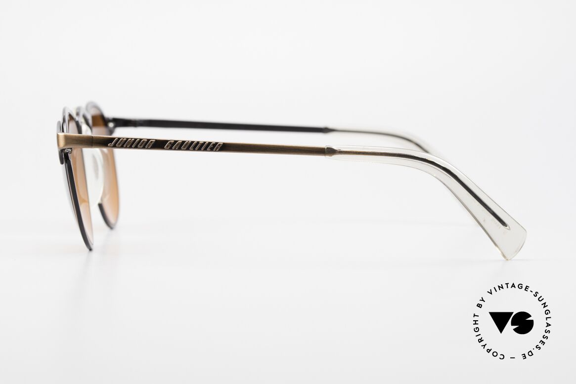 Jean Paul Gaultier 57-0174 90er JPG Panto Sonnenbrille, Rahmen "antik bronze" & Gläser in "Sunset-Rot", Passend für Herren