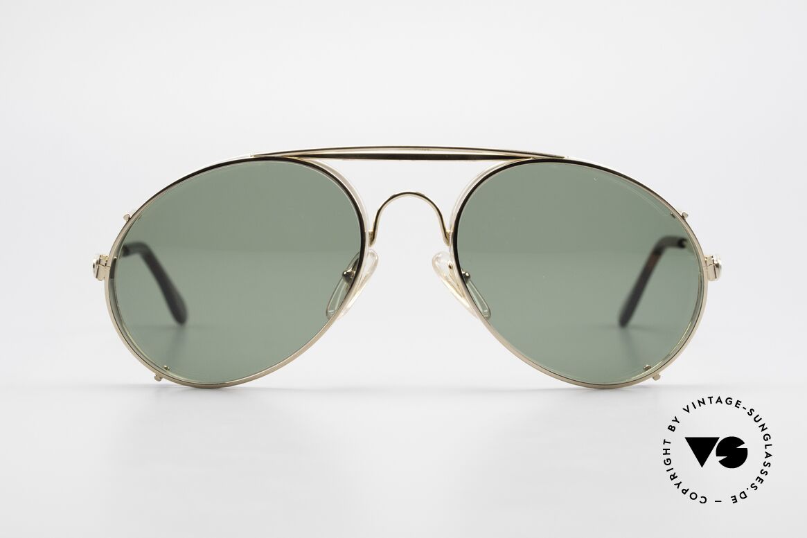 Bugatti 65987 80er Vintage Brille Mit Clip On, in typischer / legendärer Bugatti-Tropfenform, Passend für Herren