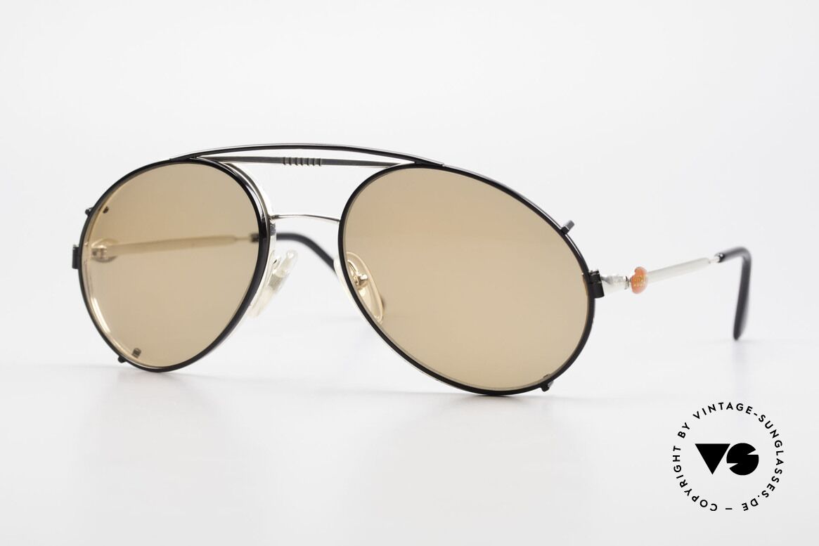 Bugatti 65996 Vintage Brille Mit Sonnenclip, rare VINTAGE Bugatti 80er Luxus-Sonnenbrille, Passend für Herren