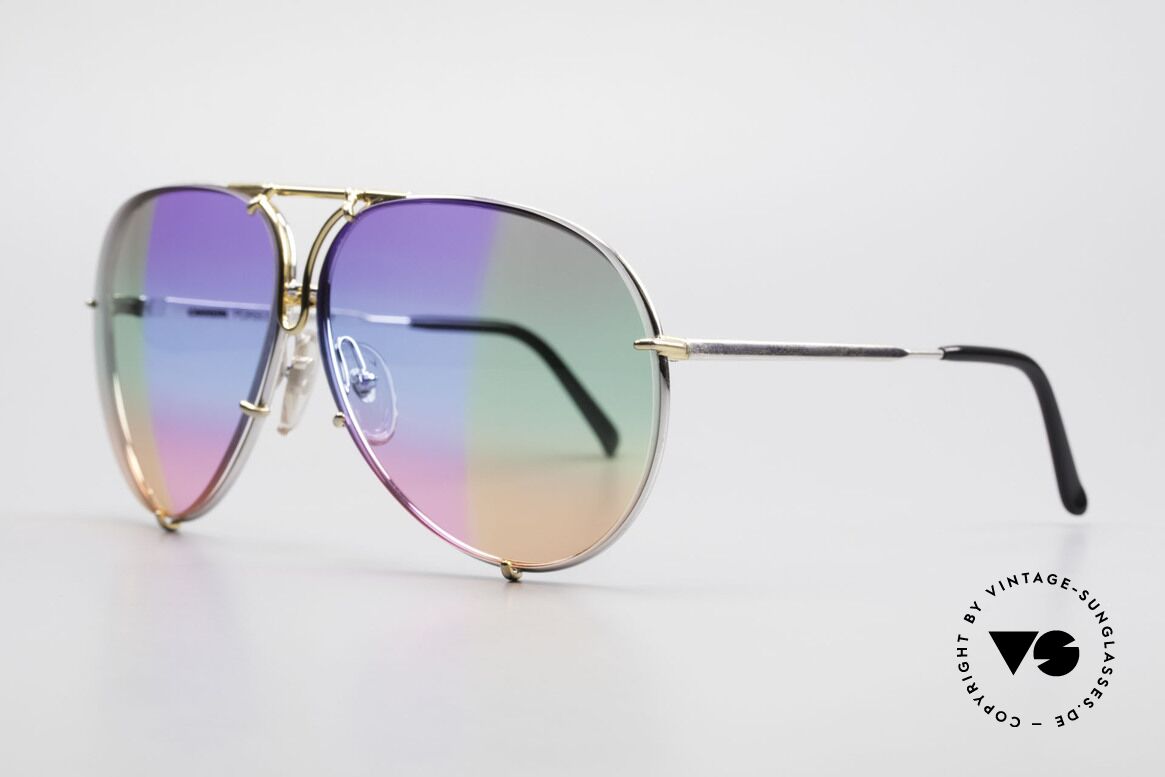 Porsche 5623 Unikat Brille 6Fach Verlauf, 6fach-Verlauf in violett-blau-pink und oliv-grün-gelb, Passend für Herren und Damen