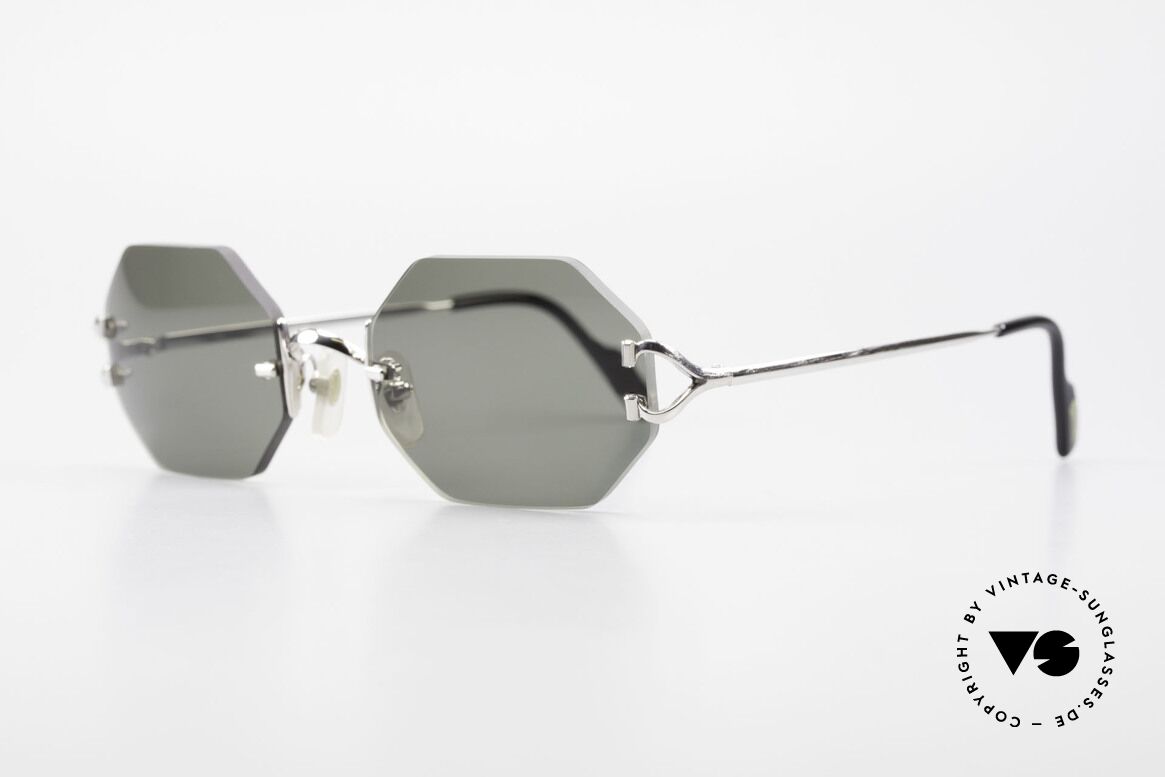 Cartier Rimless Octag - M Achteckige Luxus Sonnenbrille, teures ORIGINAL in M bis L Größe (137mm Breite), Passend für Herren und Damen