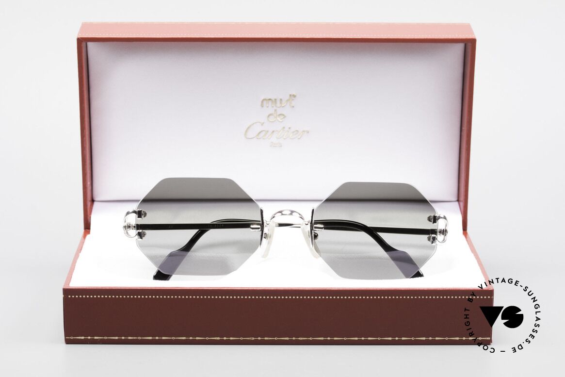Cartier Rimless Octag - M Achteckige Luxus Sonnenbrille, Größe: medium, Passend für Herren und Damen