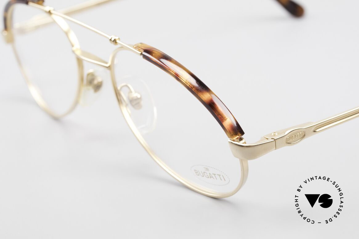 Bugatti 03081 90er Herren Brille True Vintage, mattgoldene Fassung mit Schildpatt-Oberrand, Passend für Herren