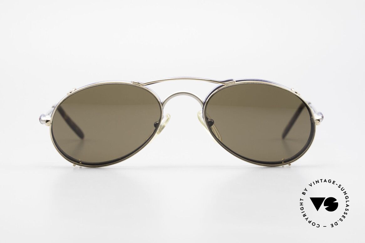 Bugatti 23444 Alte 90er Brille mit Vorhänger, Rahmen mit Federscharnieren für optimalen Komfort, Passend für Herren