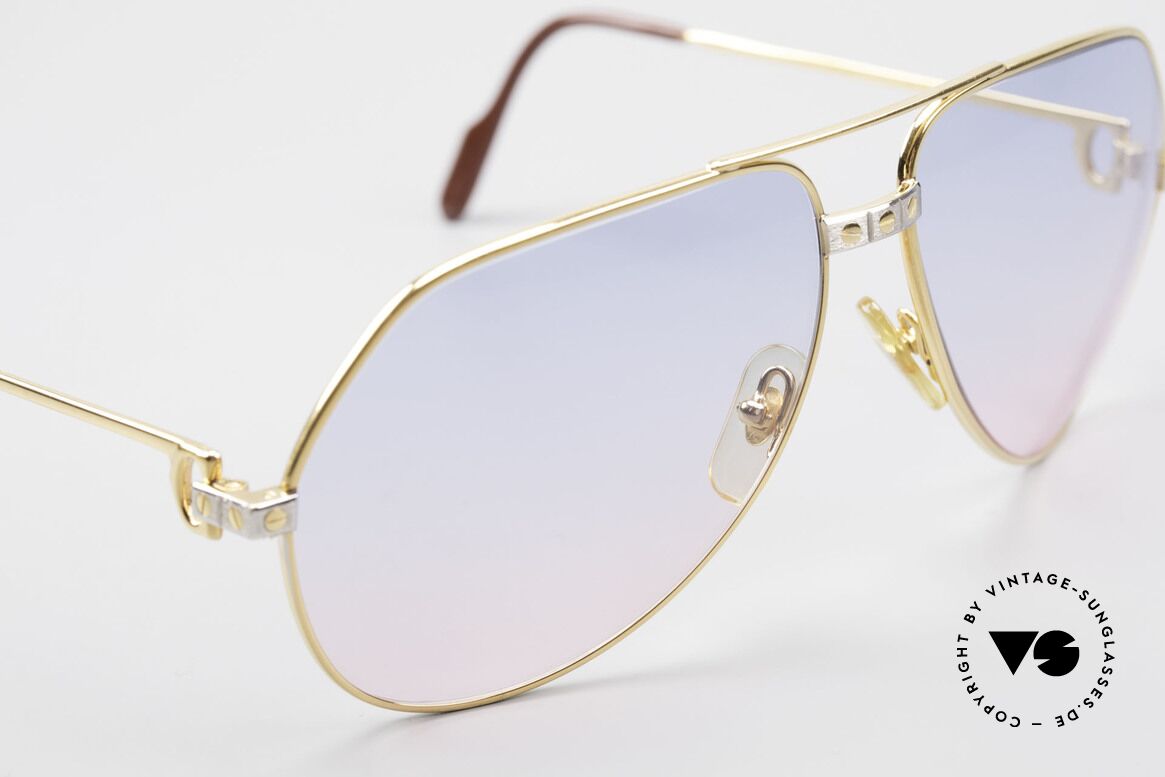 Cartier Vendome Santos - L Rare Luxus Sonnenbrille 80er, toller Farbverlauf der Gläser von BABY-BLAU zu PINK, Passend für Herren