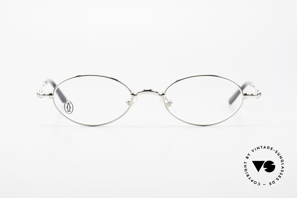 Cartier Mizar Ovale Luxus Brille Platin 90er, ovale CARTIER Brillenfassung in Größe 47/19, 130, Passend für Herren und Damen