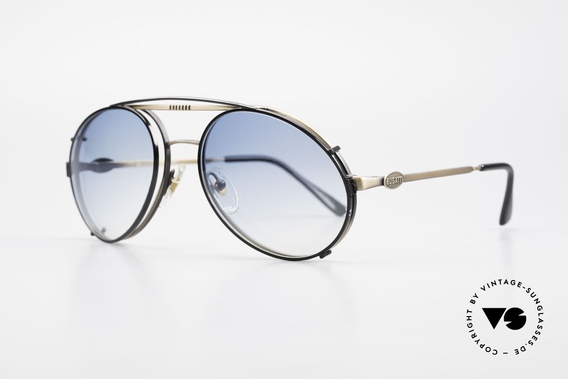 Bugatti 65282 Vintage Brille Mit Vorhänger, VINTAGE Gestell mit praktischem Sonnen-Clip, Passend für Herren