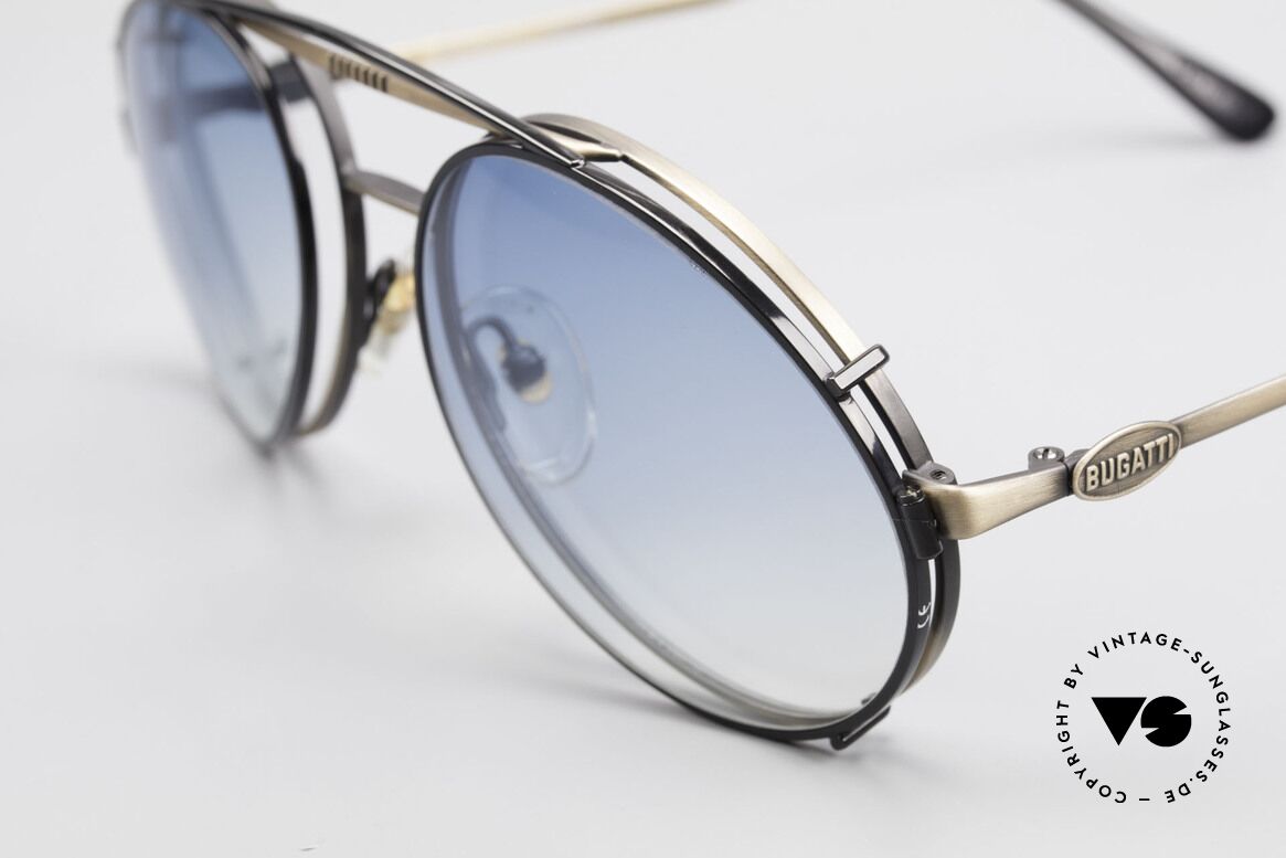 Bugatti 65282 Vintage Brille Mit Vorhänger, seltene Fassung (anthrazit/antik metall), Gr. 54, Passend für Herren