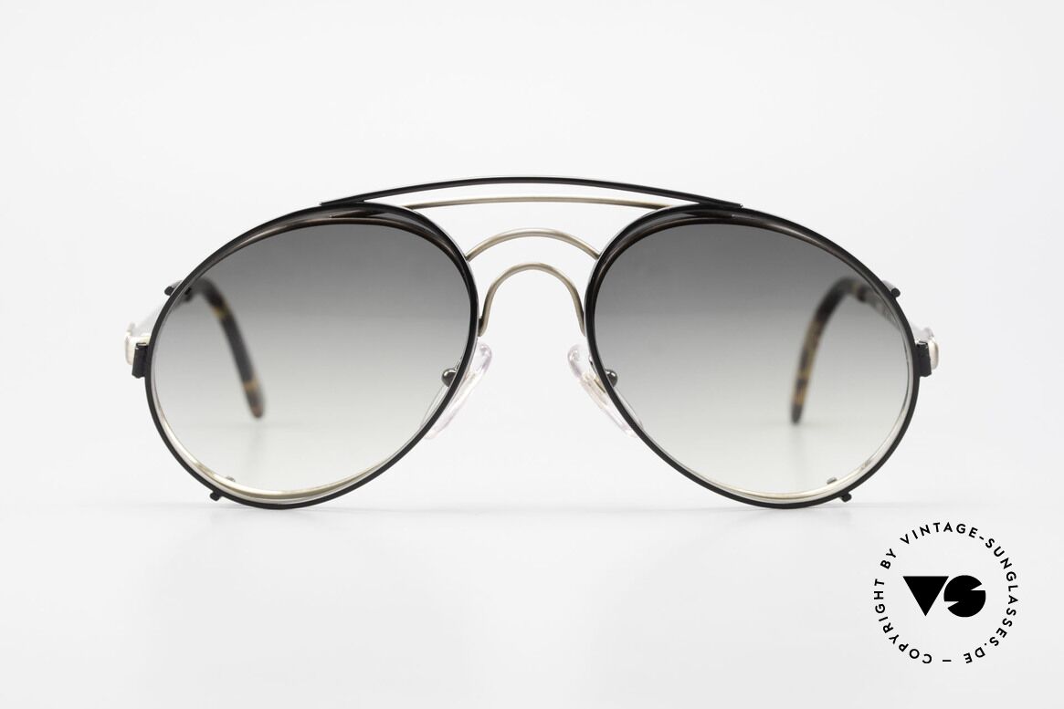 Bugatti 07823 Alte 80er Brille mit Clip On, klassisches BUGATTI Sonnenbrillen-Design von 1989, Passend für Herren