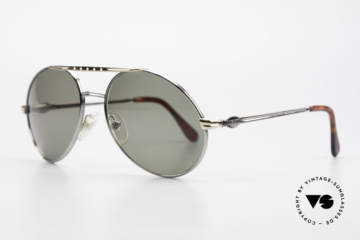 Bugatti 02926 80er Large Sonnenbrille Herren, sehr luxuriöse Lackierung (platin mit goldener Brücke), Passend für Herren