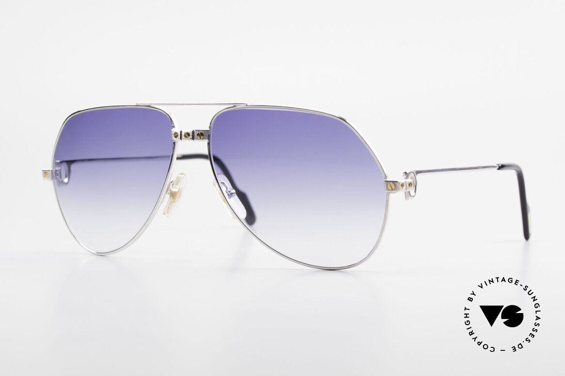 Cartier Vendome Santos - L Silberne Special Edition, einzigartige CARTIER Vendome Sonnenbrille in Gr. 62°14, Passend für Herren