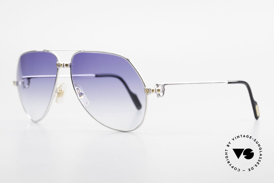 Cartier Vendome Santos - L Silberne Special Edition, rhodiniert (versilbert) & mit goldenen Santos-Schrauben, Passend für Herren