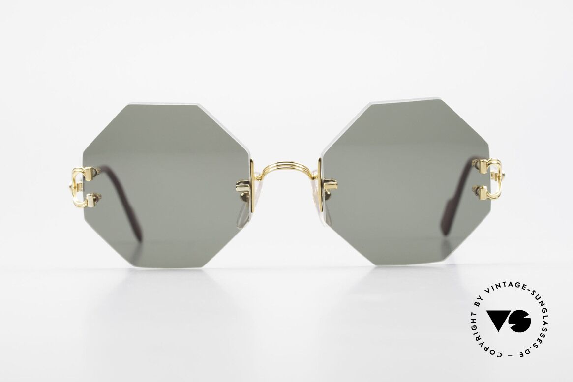 Cartier Rimless Octag Achteckige Sonnenbrille 90er, Modell aus der Rimless Serie mit 'OCTAG' Gläsern, Passend für Herren und Damen
