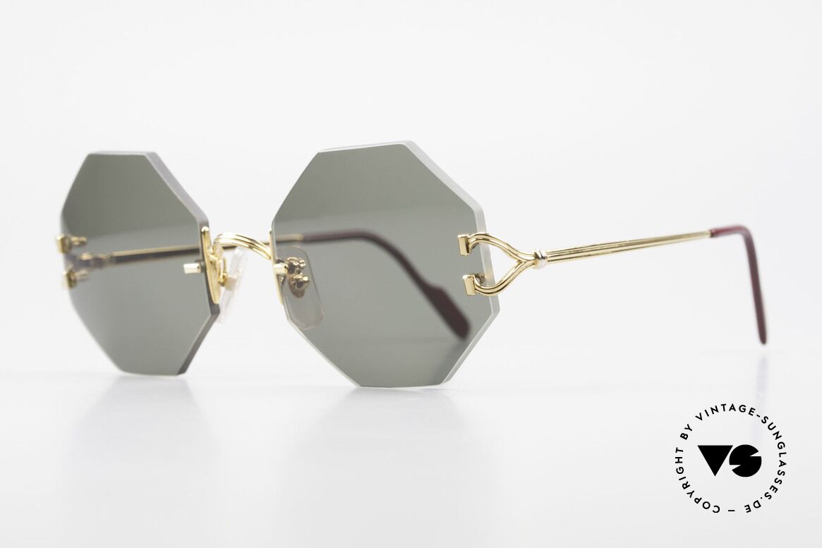 Cartier Rimless Octag Achteckige Sonnenbrille 90er, teures ORIGINAL in Medium Größe (133mm Breite), Passend für Herren und Damen
