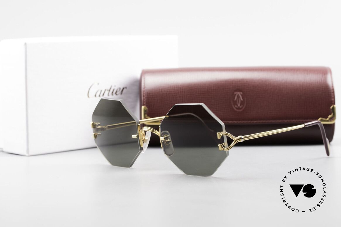 Cartier Rimless Octag Achteckige Sonnenbrille 90er, Größe: medium, Passend für Herren und Damen
